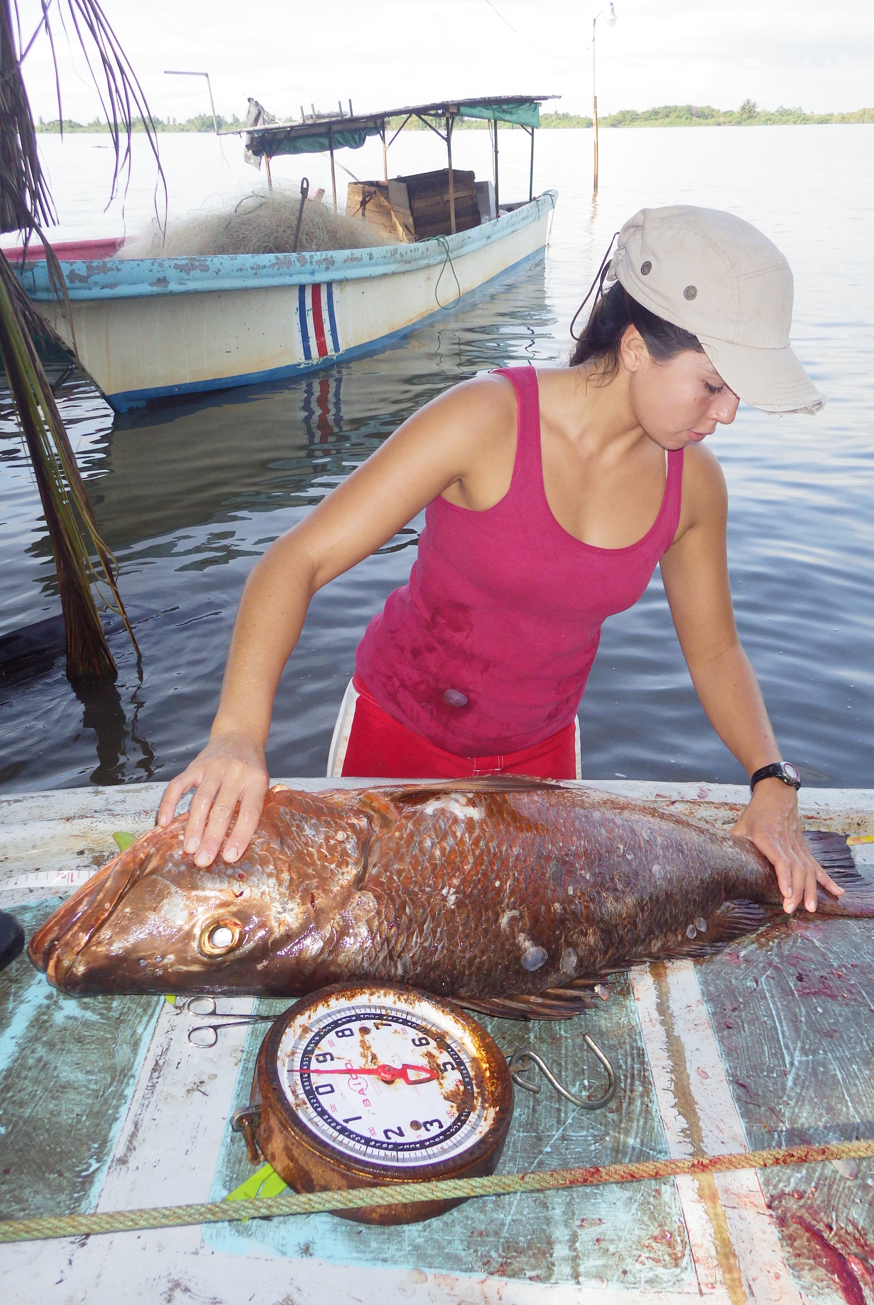 Juliana with large fish in the field